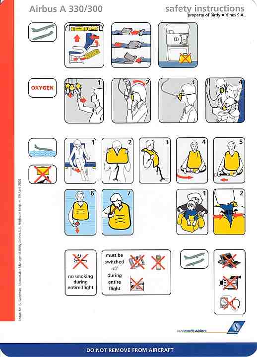 Airline Safety Card For sn brussels airlines a330300 2002.jpg